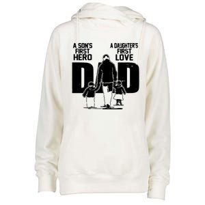 Dad A Sons First Hero Daughters First Love Fathers Day Gift Womens Funnel Neck Pullover Hood