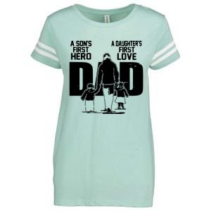 Dad A Sons First Hero Daughters First Love Fathers Day Gift Enza Ladies Jersey Football T-Shirt