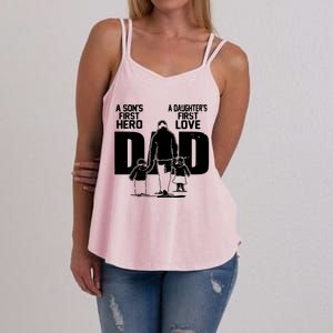 Dad A Sons First Hero Daughters First Love Fathers Day Gift Women's Strappy Tank