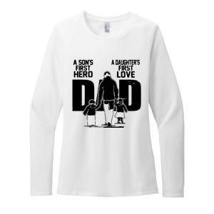 Dad A Sons First Hero Daughters First Love Fathers Day Gift Womens CVC Long Sleeve Shirt