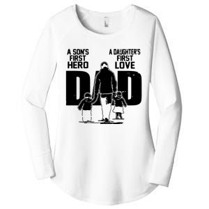 Dad A Sons First Hero Daughters First Love Fathers Day Gift Women's Perfect Tri Tunic Long Sleeve Shirt