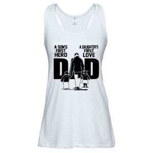 Dad A Sons First Hero Daughters First Love Fathers Day Gift Ladies Essential Flowy Tank