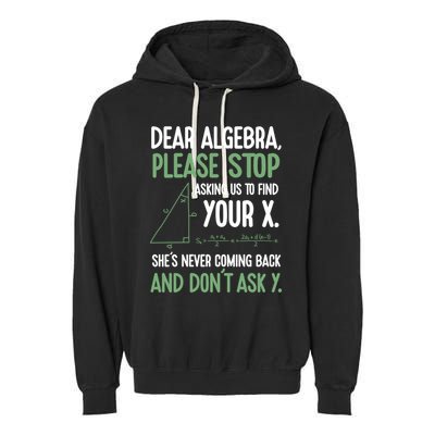 Dear Algebra Stop Asking Me To Find Your X Maths Joke Gift Garment-Dyed Fleece Hoodie