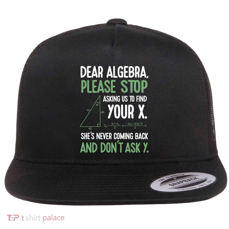 Dear Algebra Stop Asking Me To Find Your X Maths Joke Gift Flat Bill Trucker Hat