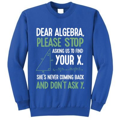 Dear Algebra Stop Asking Me To Find Your X Maths Joke Gift Tall Sweatshirt