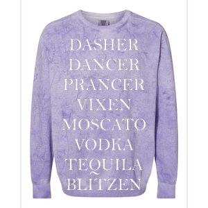 Dasher Dancer Prancer Vixen Moscato Vodka Tequila Blitzen Christmas Colorblast Crewneck Sweatshirt