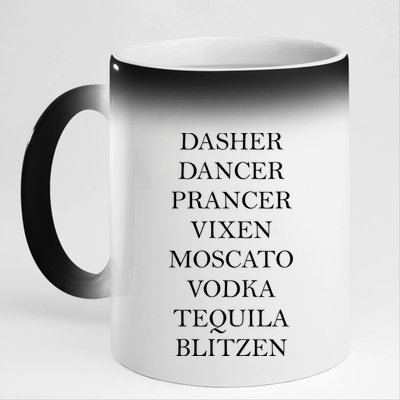 Dasher Dancer Prancer Vixen Moscato Vodka Tequila Blitzen Christmas 11oz Black Color Changing Mug