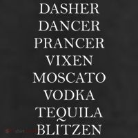 Dasher Dancer Prancer Vixen Moscato Vodka Tequila Blitzen Christmas 11oz C Handle Ceramic Mug