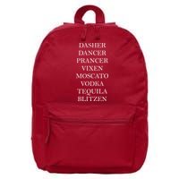 Dasher Dancer Prancer Vixen Moscato Vodka Tequila Blitzen Christmas 16 in Basic Backpack