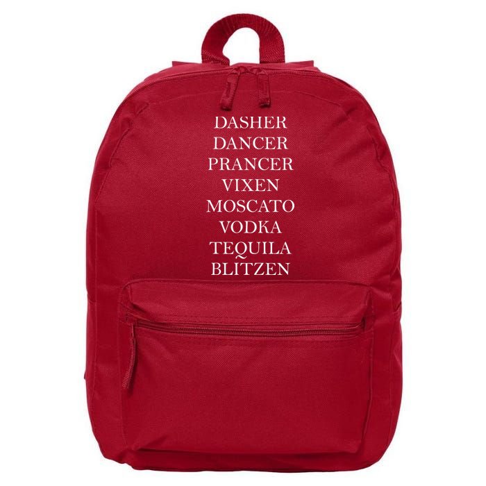 Dasher Dancer Prancer Vixen Moscato Vodka Tequila Blitzen Christmas 16 in Basic Backpack