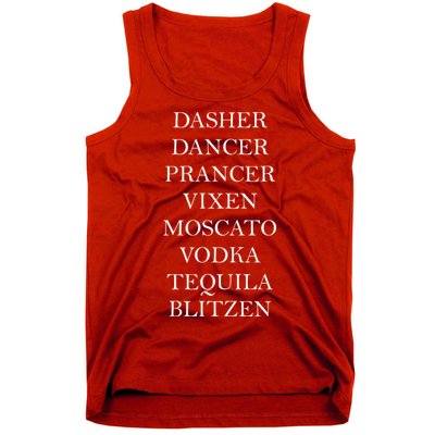 Dasher Dancer Prancer Vixen Moscato Vodka Tequila Blitzen Christmas Tank Top
