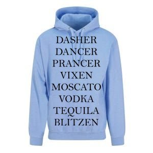 Dasher Dancer Prancer Vixen Moscato Vodka Tequila Blitzen Christmas Unisex Surf Hoodie