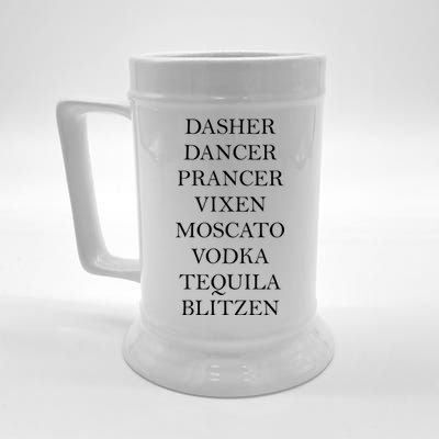 Dasher Dancer Prancer Vixen Moscato Vodka Tequila Blitzen Christmas Beer Stein