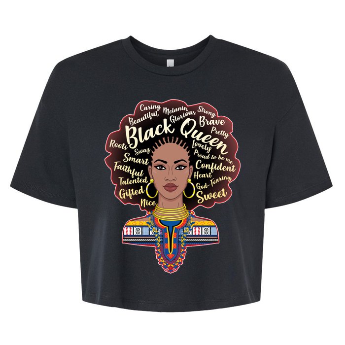 Dashiki Black Queen Bella+Canvas Jersey Crop Tee