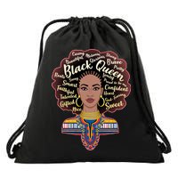 Dashiki Black Queen Drawstring Bag