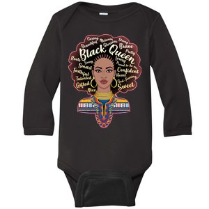 Dashiki Black Queen Baby Long Sleeve Bodysuit