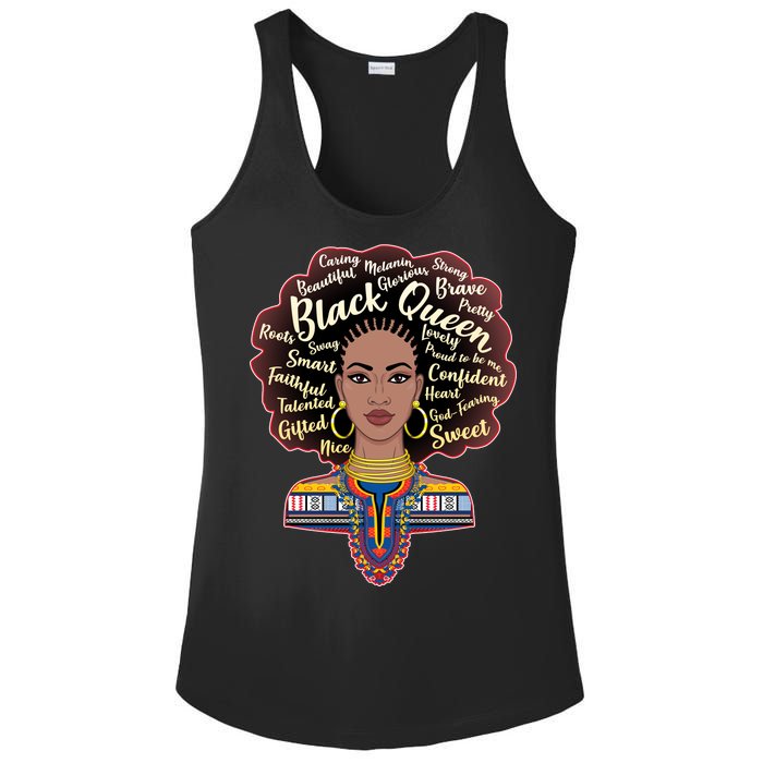 Dashiki Black Queen Ladies PosiCharge Competitor Racerback Tank