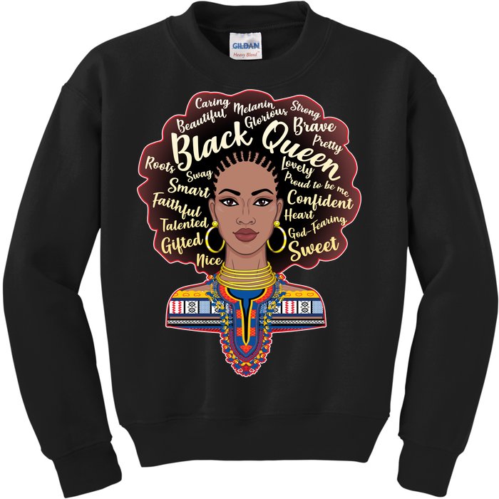 Dashiki Black Queen Kids Sweatshirt