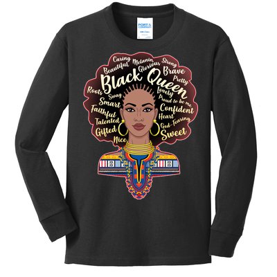 Dashiki Black Queen Kids Long Sleeve Shirt