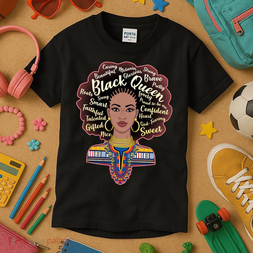 Dashiki Black Queen Kids T-Shirt