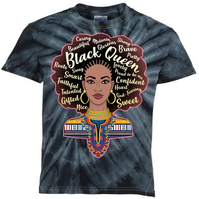 Dashiki Black Queen Kids Tie-Dye T-Shirt