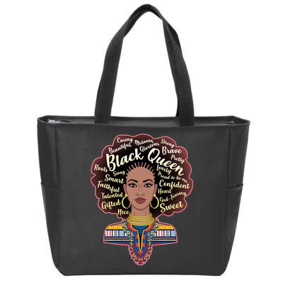 Dashiki Black Queen Zip Tote Bag