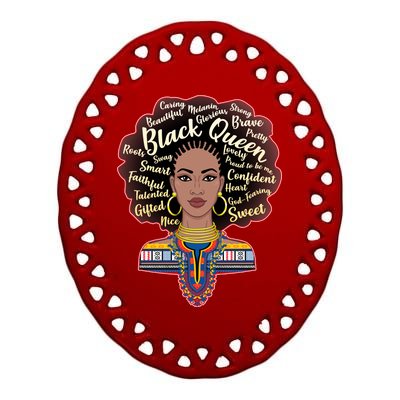 Dashiki Black Queen Ceramic Oval Ornament