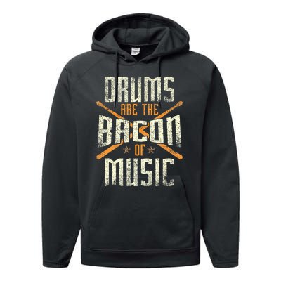 Drums Are The Bacon Of Music Drumming Drummer Music Lover Performance Fleece Hoodie