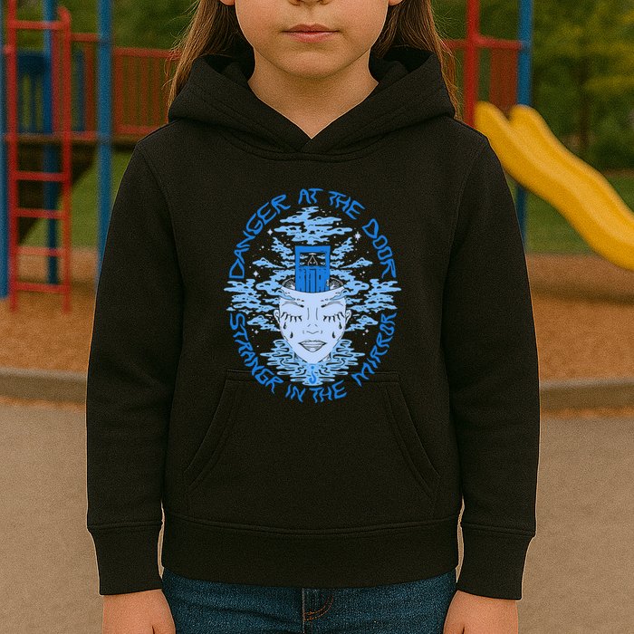 Danger At The Door Strangr In The Mirror Kids Hoodie