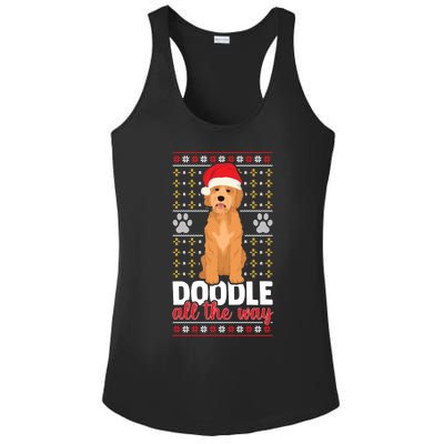 Doodle All The Way Funny Goldendoodle Santa Hat Christmas Gift Ladies PosiCharge Competitor Racerback Tank