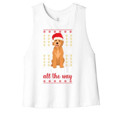 Doodle All The Way Funny Goldendoodle Santa Hat Christmas Gift Women's Racerback Cropped Tank