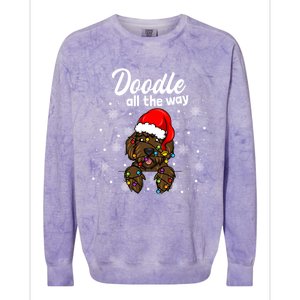 Doodle All The Way Labradoodle Santa Claus Hat Christmas Gift Colorblast Crewneck Sweatshirt