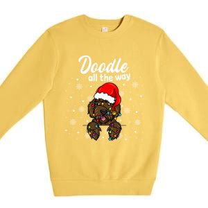 Doodle All The Way Labradoodle Santa Claus Hat Christmas Gift Premium Crewneck Sweatshirt