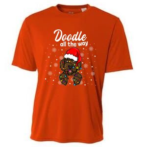 Doodle All The Way Labradoodle Santa Claus Hat Christmas Gift Cooling Performance Crew T-Shirt