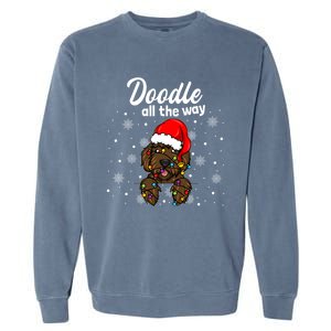 Doodle All The Way Labradoodle Santa Claus Hat Christmas Gift Garment-Dyed Sweatshirt