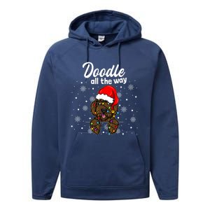 Doodle All The Way Labradoodle Santa Claus Hat Christmas Gift Performance Fleece Hoodie