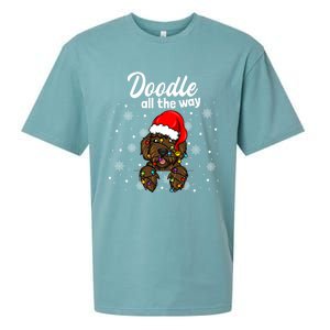 Doodle All The Way Labradoodle Santa Claus Hat Christmas Gift Sueded Cloud Jersey T-Shirt