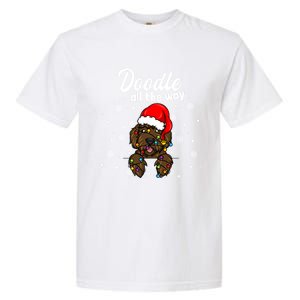 Doodle All The Way Labradoodle Santa Claus Hat Christmas Gift Garment-Dyed Heavyweight T-Shirt