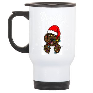 Doodle All The Way Labradoodle Santa Claus Hat Christmas Gift Stainless Steel Travel Mug