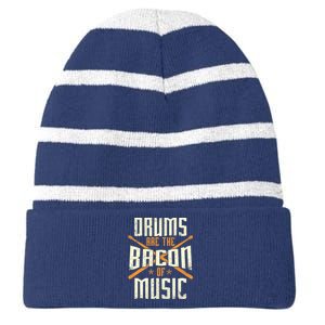 Drums Are The Bacon Of Music - Drumming Drummer Music Lover Striped Beanie with Solid Band