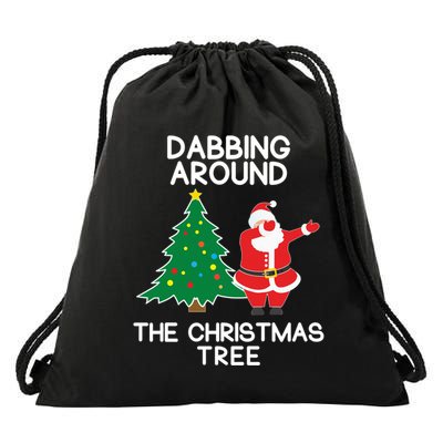 Dabbing Around The Christmas Tree Drawstring Bag
