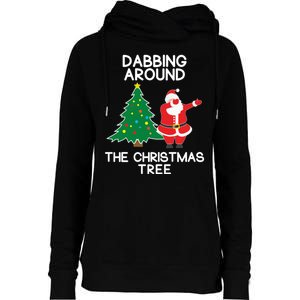 Dabbing Around The Christmas Tree Womens Funnel Neck Pullover Hood