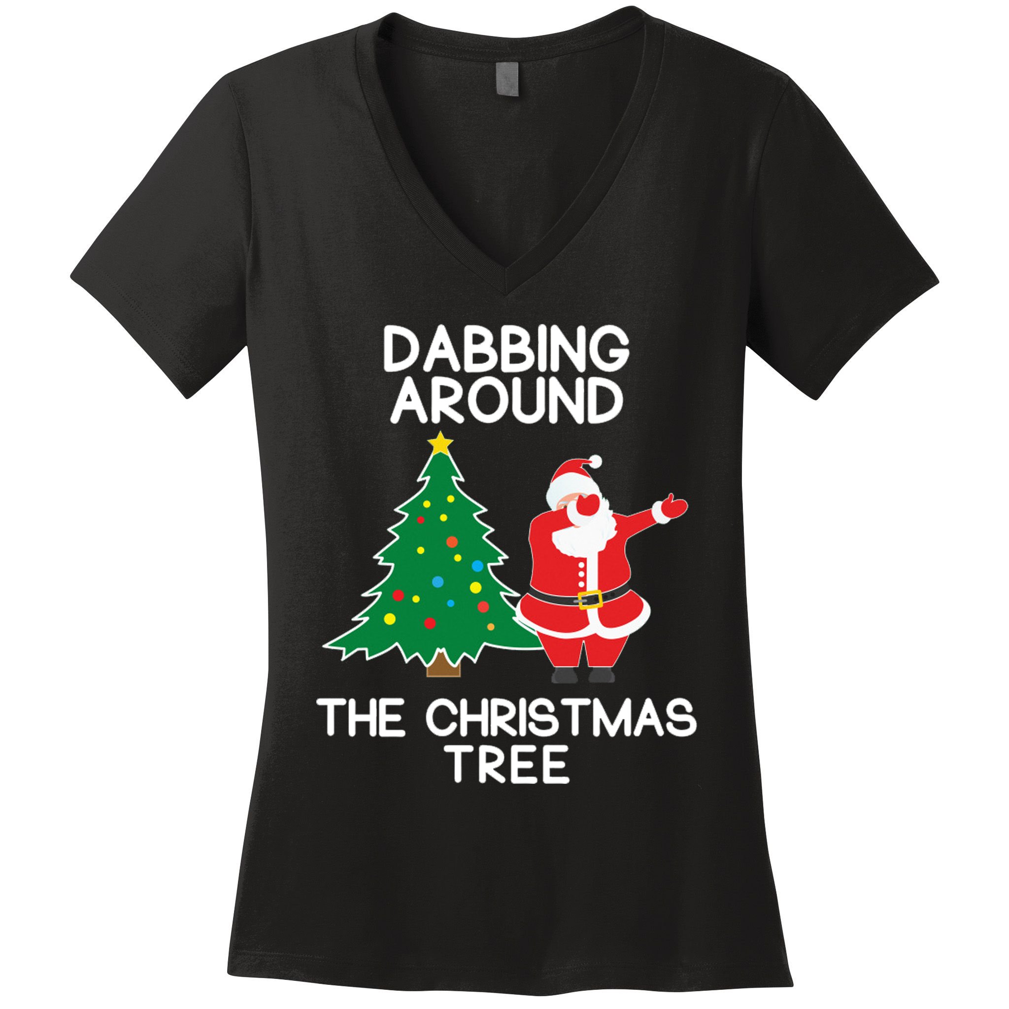 Dabbing Around The Christmas Tree Women's V-Neck T-Shirt