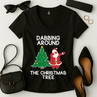 Dabbing Around The Christmas Tree Women's V-Neck T-Shirt