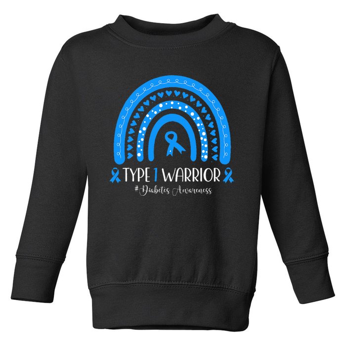 Diabetes Awareness Type 1 Warrior T1D Blue Ribbon Toddler Sweatshirt