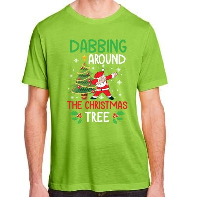 Dabbing Around The Christmas Tree Funny Santa Claus Holiday Gift Adult ChromaSoft Performance T-Shirt