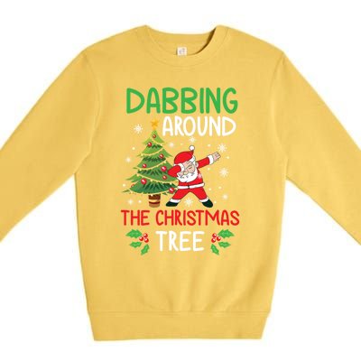 Dabbing Around The Christmas Tree Funny Santa Claus Holiday Gift Premium Crewneck Sweatshirt