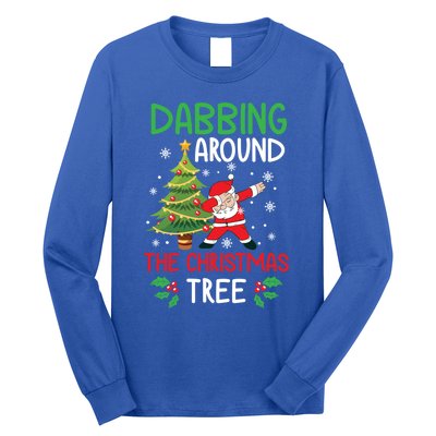 Dabbing Around The Christmas Tree Funny Santa Claus Holiday Gift Long Sleeve Shirt