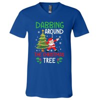 Dabbing Around The Christmas Tree Funny Santa Claus Holiday Gift V-Neck T-Shirt