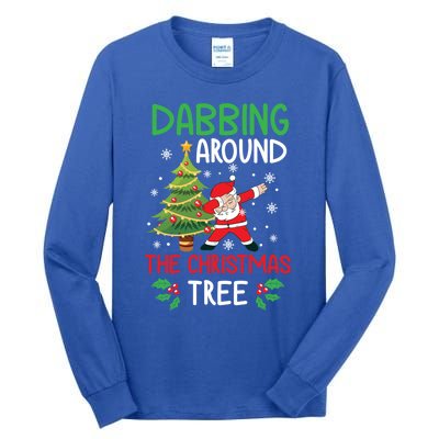 Dabbing Around The Christmas Tree Funny Santa Claus Holiday Gift Tall Long Sleeve T-Shirt